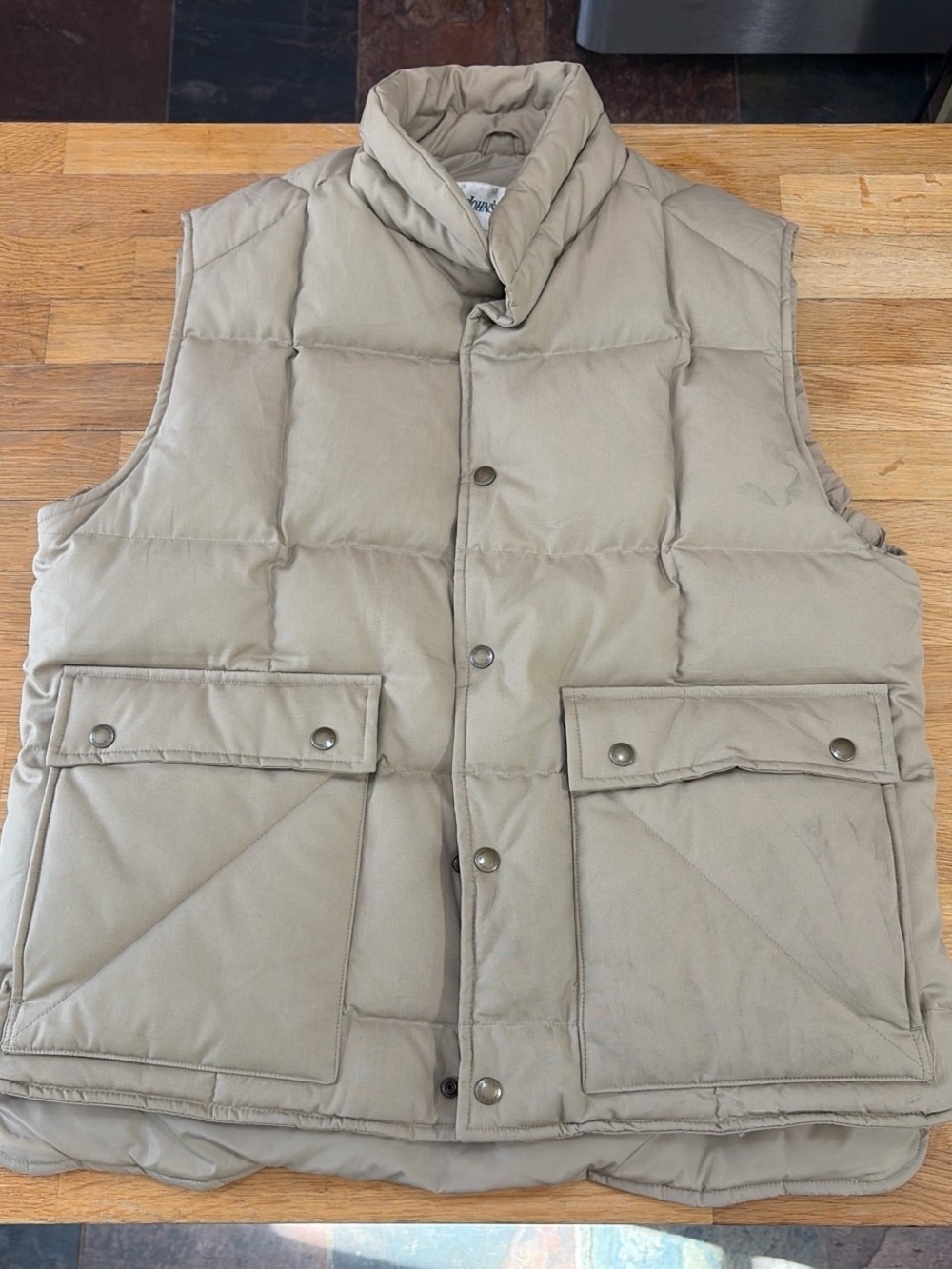 Mens Quilted Puffer Vest in Light Tan